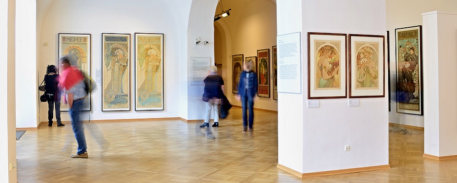 Installation view of one of the rooms in the Mucha Museum