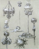 7 ornamental light fittings with elaborate plant motifs