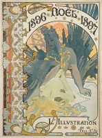 Magazine cover with '1896 Noël 1897' at the top of the composition and 'L'illustration' at the bottom and two female figures in the middle
