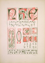 letters illuminated with female figures and floral elements and examples of decorative type fonts
