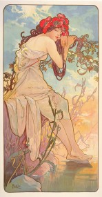 Stampa Artistica Professionale Poster 18 x 13 cm Les Heures du Jour di Alfons Mucha Nuovo Poster Artistico 