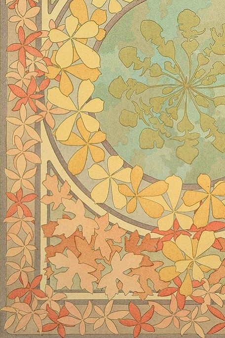 Decorative colour motif with autumnal leaves