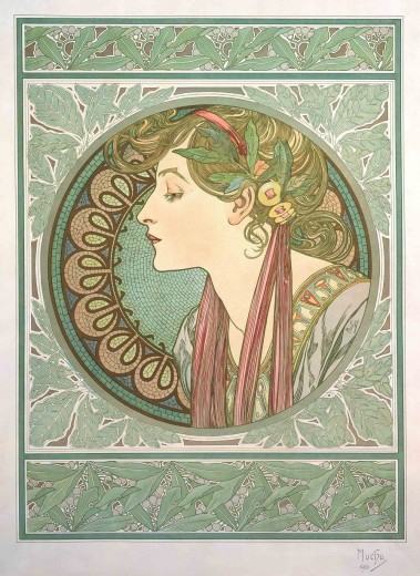 LAUREL and IVY  SET OF 2   A3  REPRODUCTION  PRINTS by ALPHONSO MUCHA, 