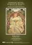 Poster based on Reverie by Mucha with exhibition title, dates and sponsors