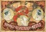 Three circles with profiles of Queen Victoria at different ages and a blond figure behind with red robes holding a crown to a backdrop of smoking factory chimneys and ship outlines, with the text 'Hommage Respectueux de Nestlé' in a banner at the bottom