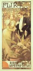 An elegant couple in evening wear stand in a glasshouse surrounded by plants with 'Lef&egrave;vre-Utile' in the ironwork behind; the text 'Flirt' features at the top of the poster and 'Biscuits Lef&egrave;vre-Utile' at the bottom