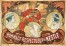 Three circles with profiles of Queen Victoria at different ages and a blond figure behind with red robes holding a crown to a backdrop of smoking factory chimneys and ship outlines, with the text 'Hommage Respectueux de Nestl&eacute;' in a banner at the bottom