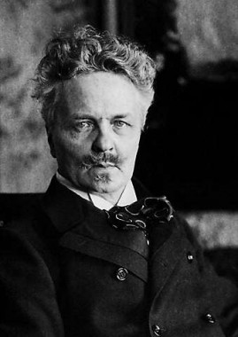 August Strindberg Head and shoulders portrait of August Strindberg with wavy hair and a mustache