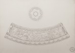2D designs for top and side of bicuit tin with female figures and a decorative floral motif