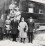 Generals at Rethondes station near Compiègne 9 men in uniform stood on and at the bottom of steps of a stationary locomotive