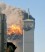 The northeast face of  the World Trade Center (south tower) after being struck by a plane